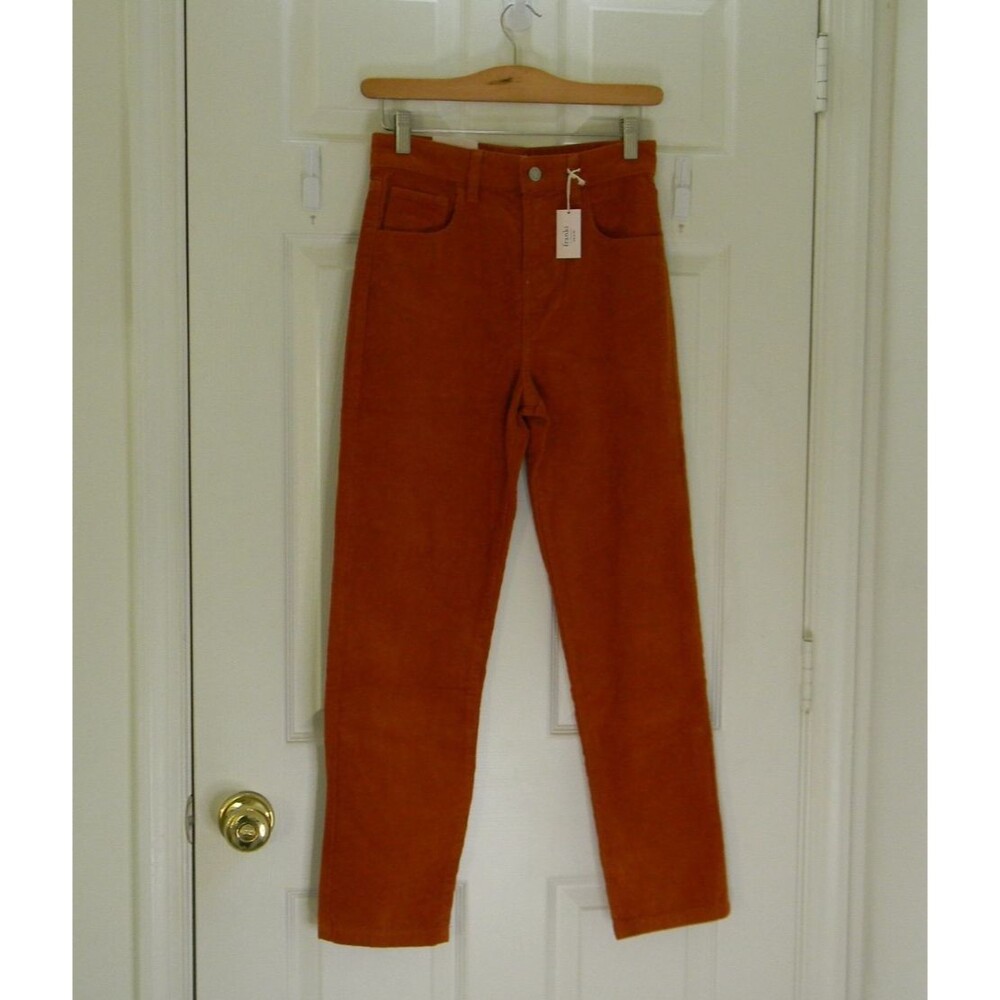 Franki Francesca's Burnt Orange Corduroy Pants Ultra High Rise Mom Youth 10 NWT